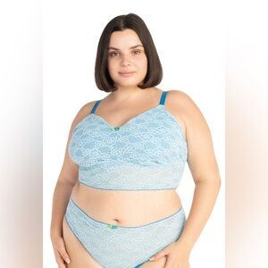 Parade Blue Lace Bralette Set 2XL NWT Floral Wireless